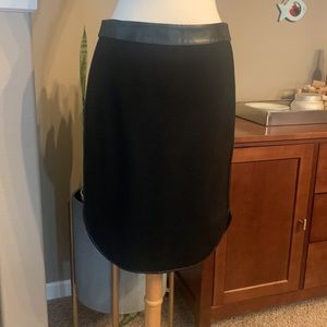 Loft black skirt with vegan leather trim